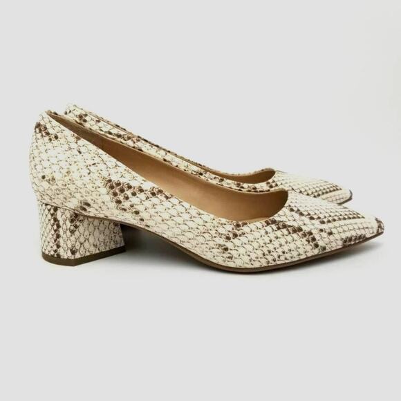 Franco Sarto Womens Global Faux Leather Snake Print Low Heels Shoes Size 7.5 M - Picture 1 of 12